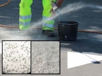Glasperler til friktion ved asfaltreperation